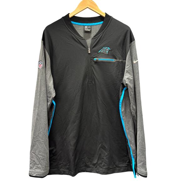 Carolina Panthers Jacket Mens XXL Black Gray 1/2 Zip Pullover Nike NFL Dri Fit - Picture 1 of 8